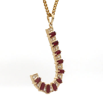 Ruby & Diamond Initial J Pendant in 14K/18K Gold | Personalized Jewelry