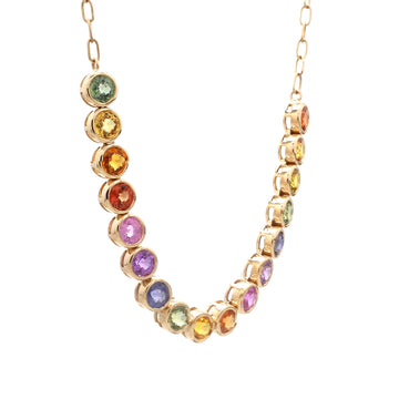 Rainbow Sapphire Half Necklace Gold | Bezel-Set Rainbow Ombre Sapphire Necklace
