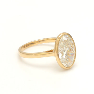 Oval Lab Grown Diamond Bezel Ring in Solid Gold | 14K 18K Solid Gold