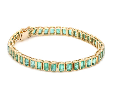 Emerald Octagon Bezel Set Tennis Bracelet