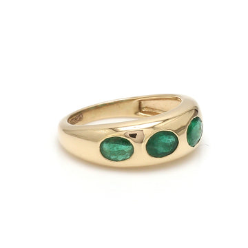 Emerald Dome Band Ring in 14K 18K Solid Gold