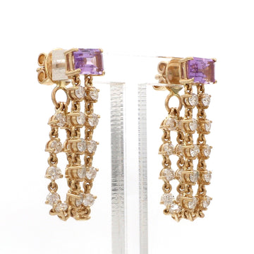 Lavender Sapphire Diamond Dangle Earrings | 14K 18K Solid Gold Drop Earrings | Handmade Fine Jewelry | Gemstone Bridal Earrings