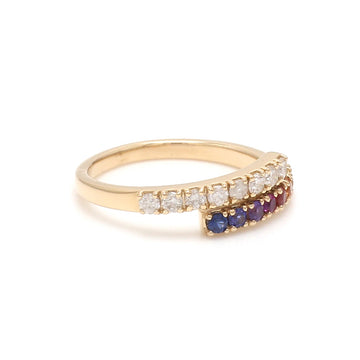 Rainbow Sapphire and Diamond Twist Ring
