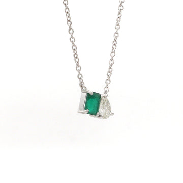 Emerald and Diamond Toi Et Moi Pendant Necklace Gold