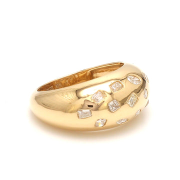 Diamond Dome Ring in Gold – Scattered Diamond Wide Band Statement Ring