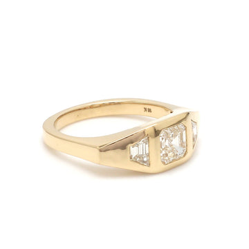 Lab Grown Asscher Cut Diamond Ring with Baguette Side Stones in 14K/18K Solid Gold