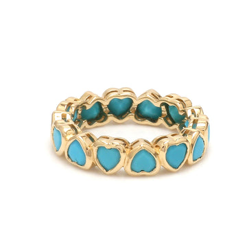 Turquoise Heart Eternity Band Gold | Turquoise Bezel Set Ring