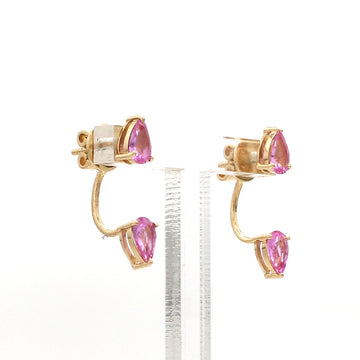 Pear-Cut Pink Sapphire Drop Earrings in 14K/18K Solid Gold – Dainty & Feminine Design