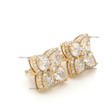 Lab Grown Diamond Cluster Floral Stud Earrings in 14K/18K Solid Gold