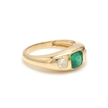 Emerald Cushion Old European Cut Chunky Ring