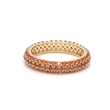 Orange Sapphire Eternity Band | 14K 18K Solid Gold Full Pave Ring