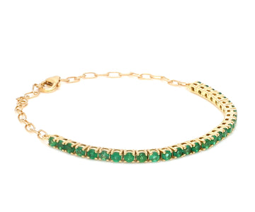 Emerald Half Tennis Bracelet Gold | Emerald half paperclip Chain Bracelet Gold