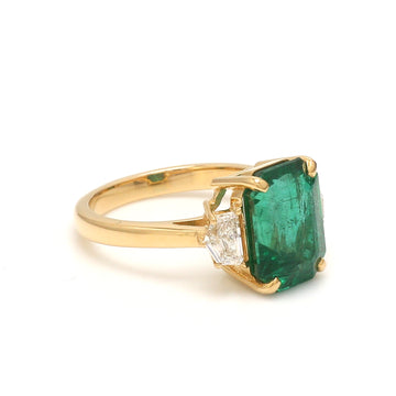 Emerald and Diamond Ring in 14K/18K Solid Gold | Cadillac Cut Diamond