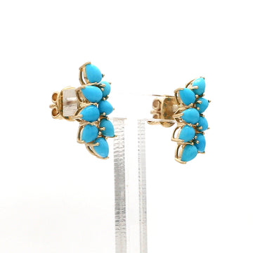 Turquoise Gemstone Pear Cut Climber Earrings in 14K / 18K Solid Gold
