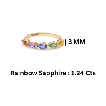 Rainbow Ombre Sapphire Ring Gold | Pear Cut Multi-Color Gemstone Eternity Band