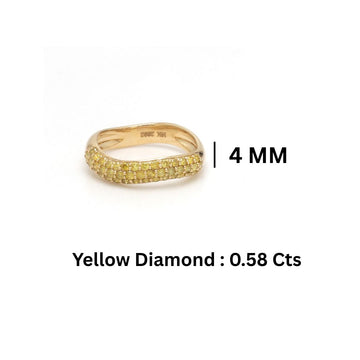Yellow Diamond Pave Curved Band Ring Gold