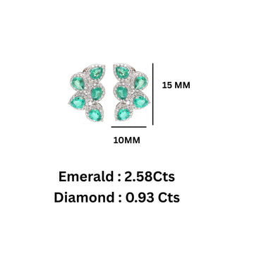 Emerald Pear Cluster Diamond Earrings Gold – Jewels Park
