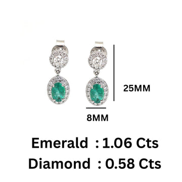 Statement Emerald & Diamond Dangle Earrings Gold