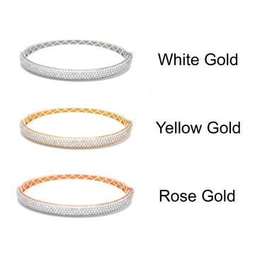 Full Pave Diamond Bangle – 14K White Gold Round Diamond Bracelet | Jewels Park
