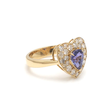 Blue Sapphire Antique Pear Diamond Ring
