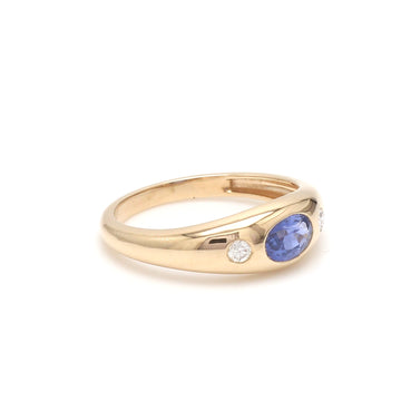 Blue Sapphire Oval Round Diamond Mini Chunky Ring