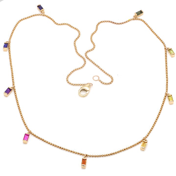 Rainbow Sapphire Baguette Necklace
