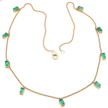 Emerald Ball Chain Charms Necklace
