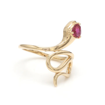 Ruby Snake Ring in Gold – Serpent Style Wrap Ring with Ruby , Unique Snake Jewelry for Women