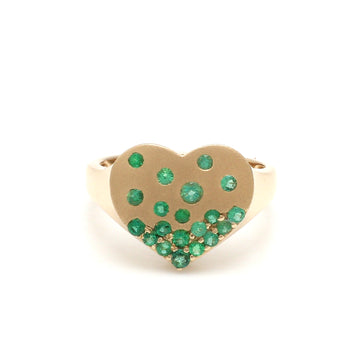 Emerald Heart Pave Ring