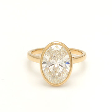 Oval Lab Grown Diamond Bezel Ring in Solid Gold | 14K 18K Solid Gold