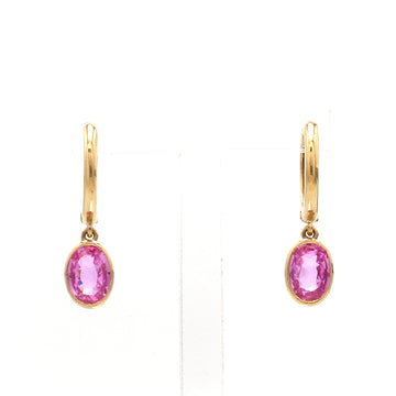 Pink Sapphire Bezel Set Oval Mini Earrings