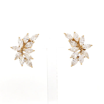 Marquise Lab Grown Diamond Cluster Stud Earrings in 14K/18K Solid Gold