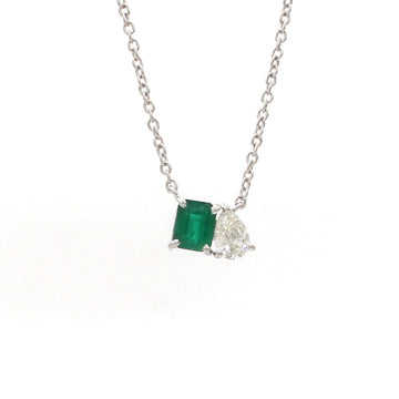 Emerald and Diamond Toi Et Moi Pendant Necklace Gold