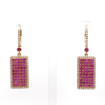 Pink Sapphire Pave Set Diamond Earrings