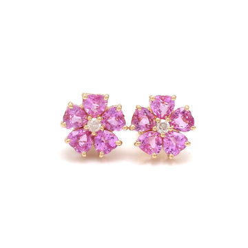 Pink Sapphire Heart Diamond Floral Tops