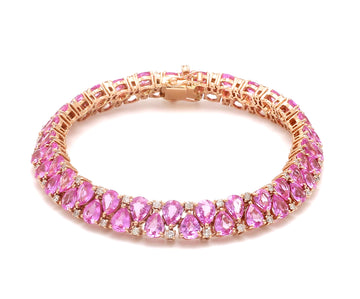 Pink Sapphire Pear Cut Upside Down Tennis Bracelet