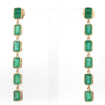 Emerald Octogen Bezel Set Link Earrings