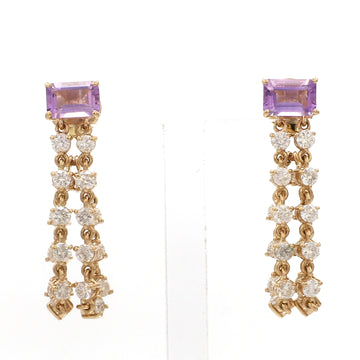Lavender Sapphire Diamond Dangle Earrings | 14K 18K Solid Gold Drop Earrings | Handmade Fine Jewelry | Gemstone Bridal Earrings