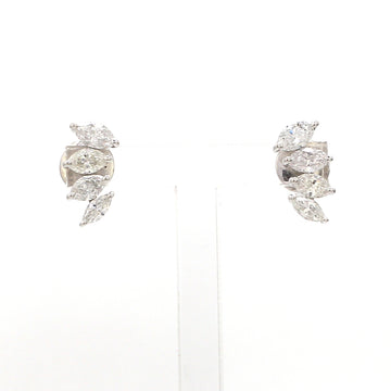 Marquise Diamond Climber Earrings Gold | Jewels Park