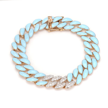 Diamond Enamel Cuban Chain Bracelet