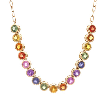 Rainbow Sapphire Half Necklace Gold | Bezel-Set Rainbow Ombre Sapphire Necklace