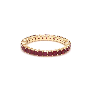 Ruby Princess Cut Eternity Thin Band Ring