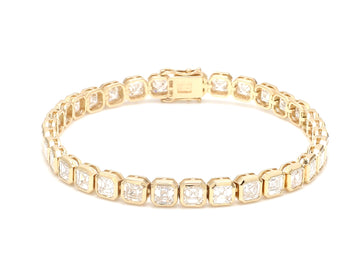 Lab Grown Diamond Asscher Cut Tennis Bracelet Gold | CVD Diamond Asscher Cut Bracelet
