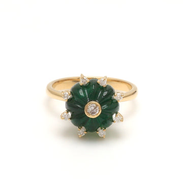 Emerald Melon Carving Diamond Ring