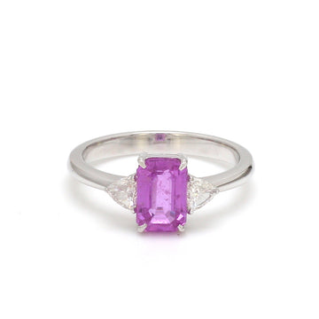 Pink Sapphire Three Stone Ring Gold – Natural Sapphire & Diamond | Jewels Park