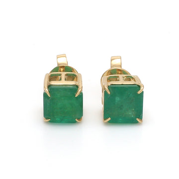 Emerald Asscher Cut Prong Set Studs