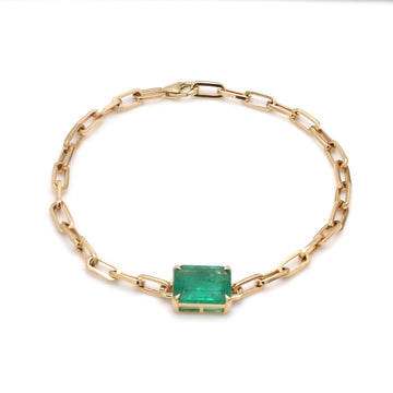 Emerald Octagon Lariat Chain Bracelet