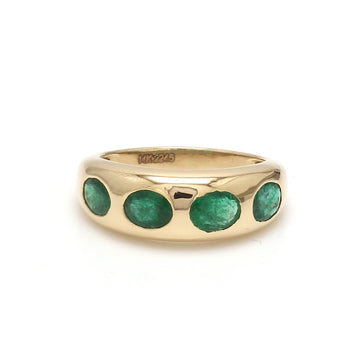 Emerald Dome Band Ring in 14K 18K Solid Gold