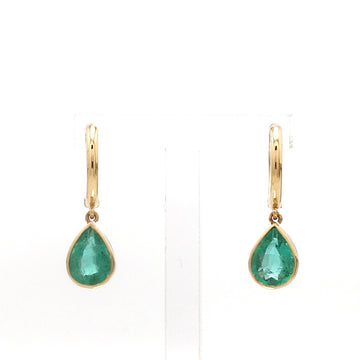 Emerald Bezel Set Pear Mini Earrings