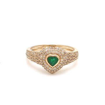 Emerald Heart Diamond Pinky Ring